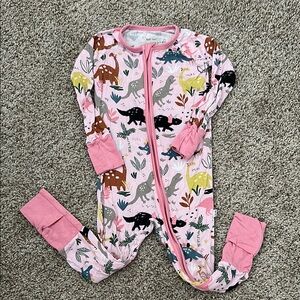 Little Sleepies Pink Dinosaur Footies